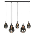 Applique suspendue avec cinq lampes en verre fumé noir forme goutte d’eau H170 cm