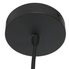 Luminaire suspendu en bambou ajouré et métal noir pour salon Ø60 cm