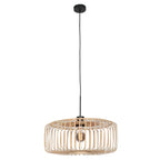Luminaire suspendu en bambou ajouré et métal noir pour salon de Ø60 cm