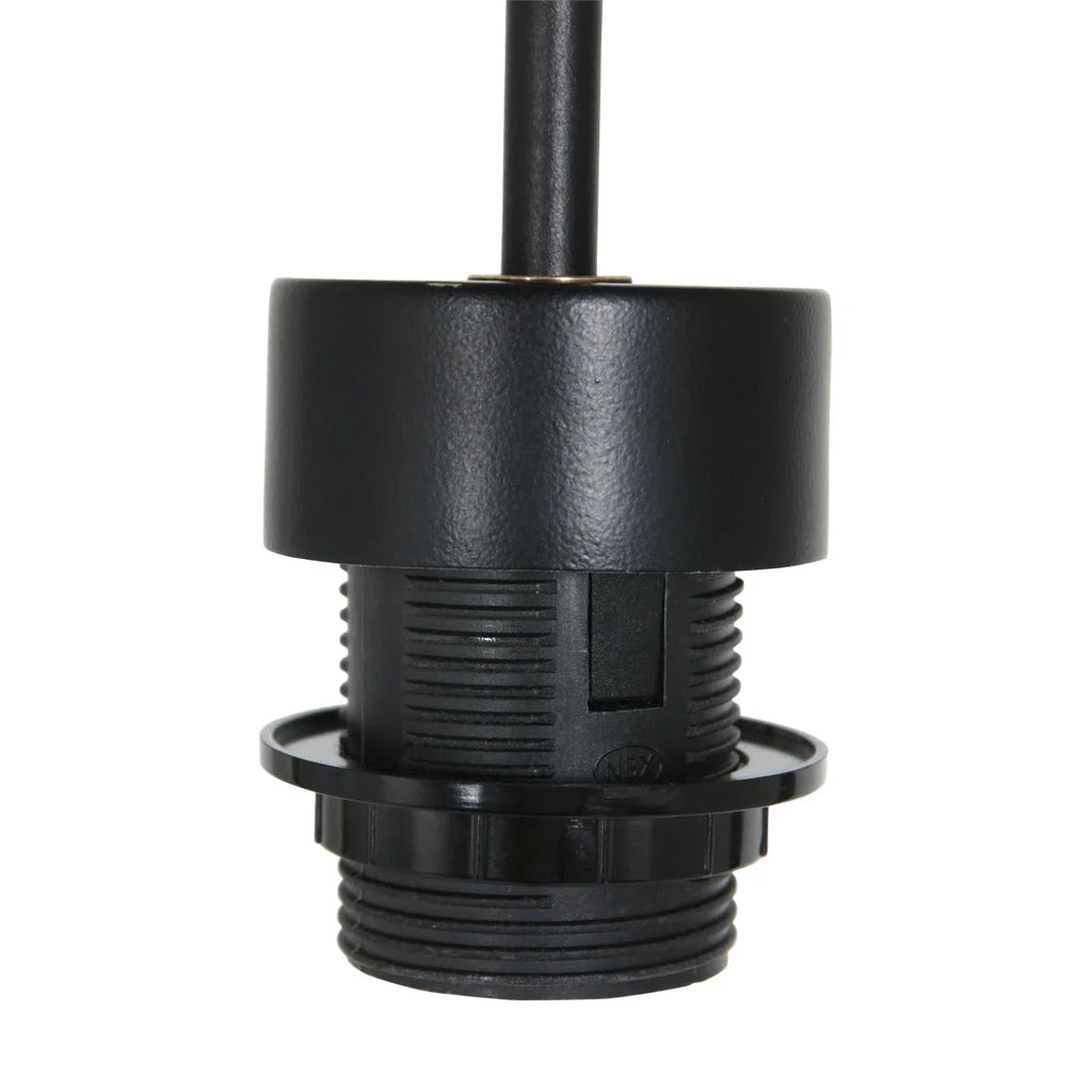 Support de lampe en plastique noir avec filetage pour suspension en bambou et métal noir