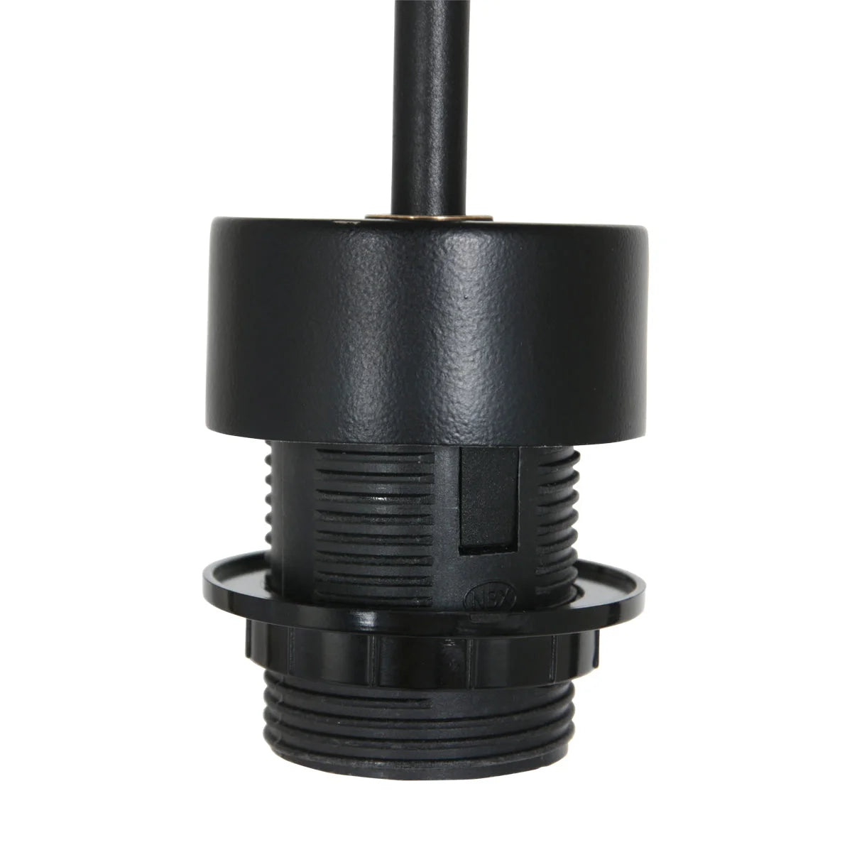 Support de lampe en plastique noir avec filetage pour suspension en bambou et métal noir