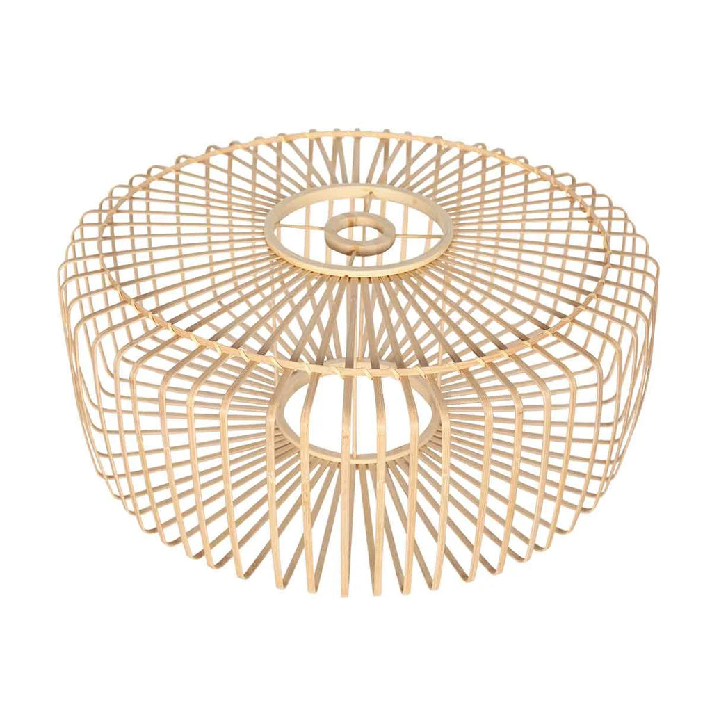 Abat-jour rond en bambou ajouré naturel de 50 cm pour suspension contemporaine