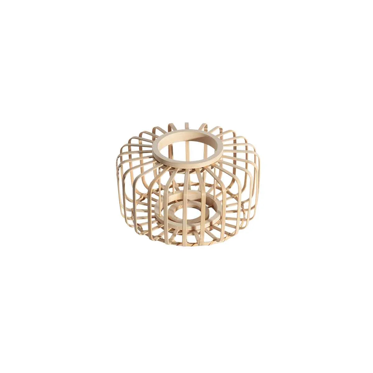 Abat-jour cylindrique en bambou naturel ajouré avec support E27, diamètre 20 cm