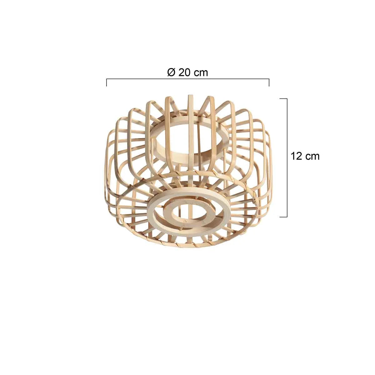 Abat-jour cylindrique en bois naturel avec support E27 et dimensions ovales