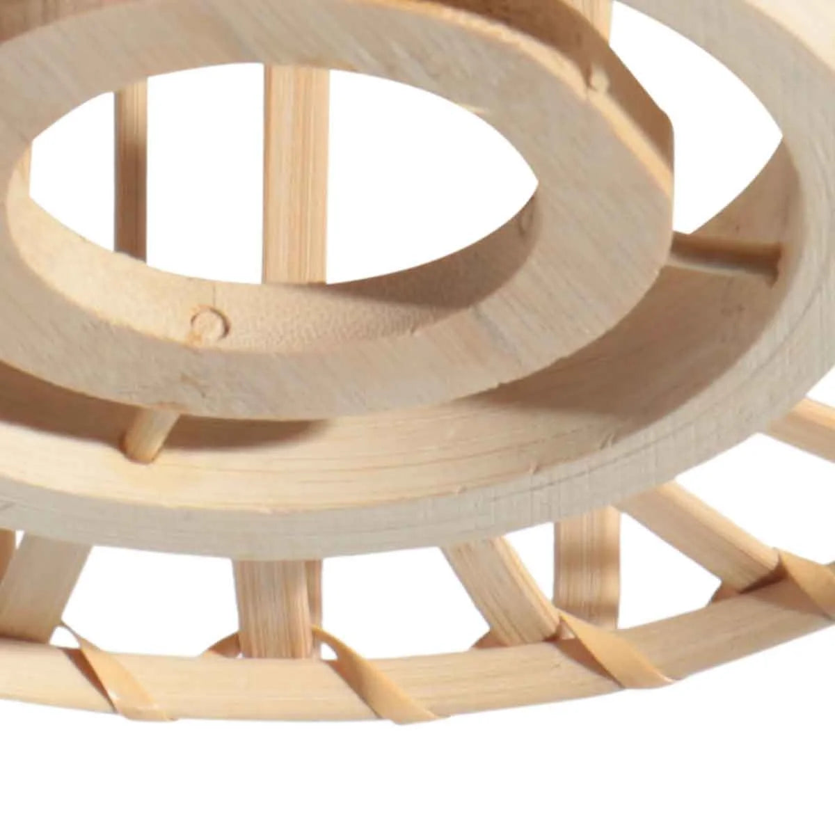 Structure circulaire en bois naturel suspendue avec support E27, diamètre 20 cm