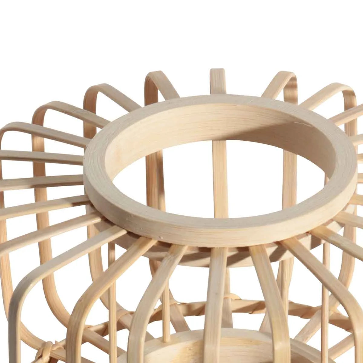 Structure de cage en bambou clair pour suspension avec support E27, ovale, Ø20 cm