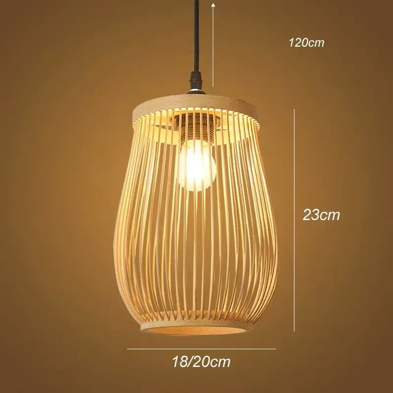 Dimensions de la suspension en bambou naturel, vue de profil