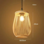 Dimensions de la suspension en bambou naturel, vue de profil