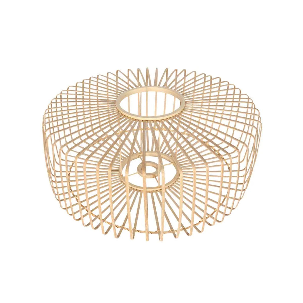 Abat-jour en bois clair en lamelles de bambou naturel pour suspension Ø40 cm