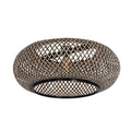 Luminaire en bambou naturel et noir ajouré en forme de dôme rond Ø60 cm