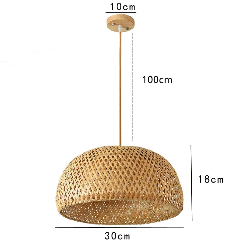 Suspension en bambou tressé avec dimensions 30cm de diamètre et 18cm de hauteur