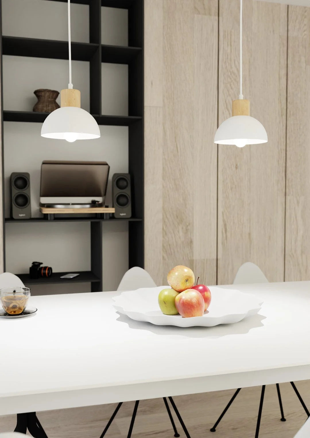 Bol blanc céramique festonné avec pommes rouges et vertes, Ø18 cm