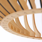 Abat-jour en lamelles de bois naturel forme goutte pour suspension Ø50 cm