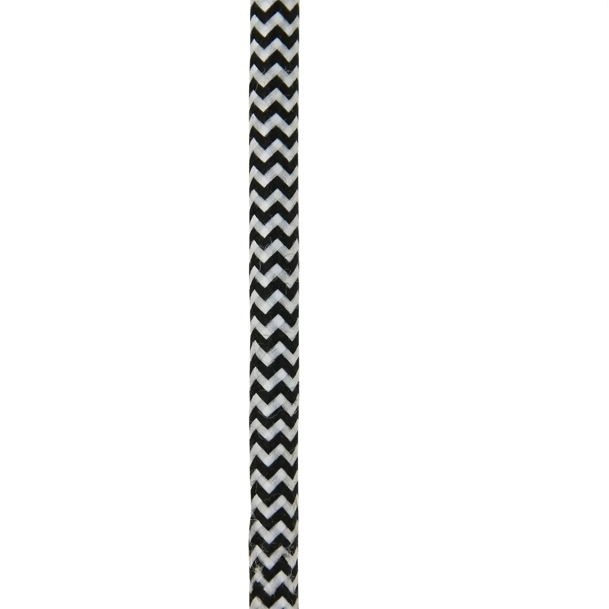 Ruban en chevron noir et blanc pour suspension bois ajouré forme goutte naturel Ø50 cm