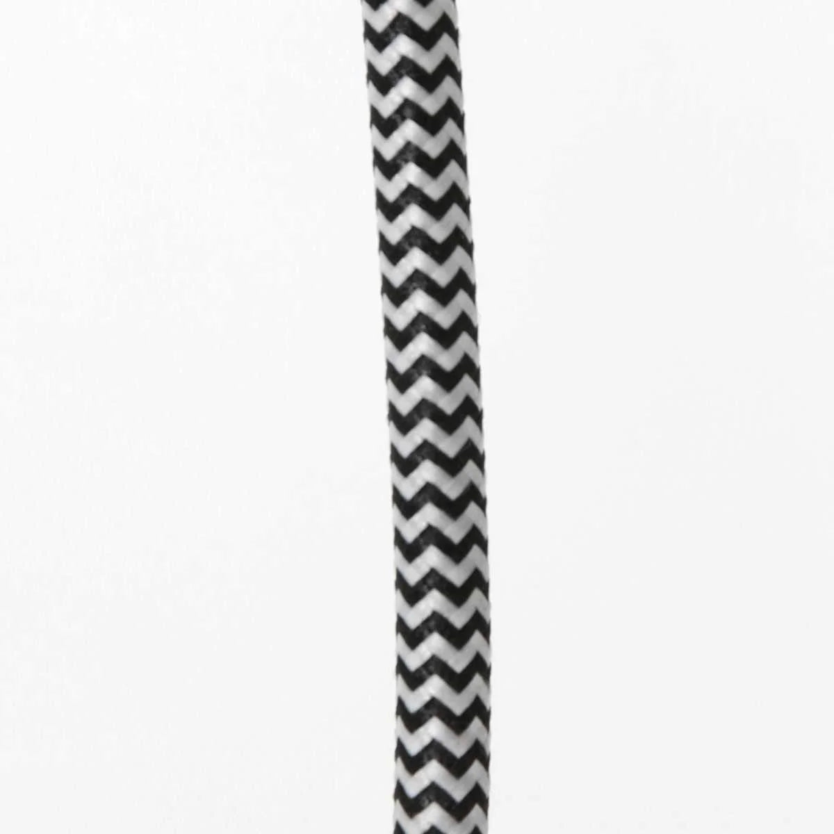 Corde à motif zigzag noir et naturel en noir et blanc pour suspension en bois