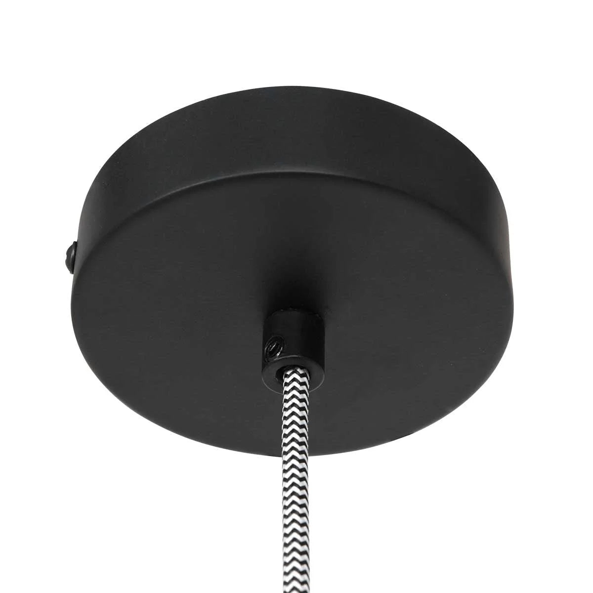 Luminaire plafond noir en bois ajouré avec motif zigzag, diamètre 46 cm