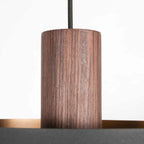 Suspension en bois chêne et intérieur doré avec abat-jour cylindrique Ø50 cm