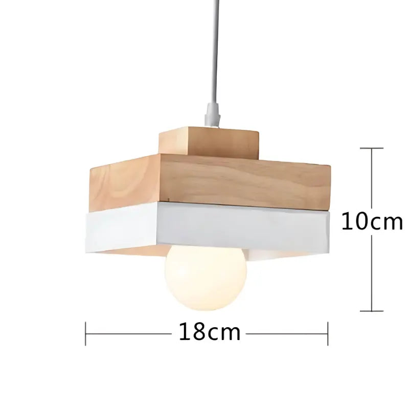 Suspension bois design carré blanc