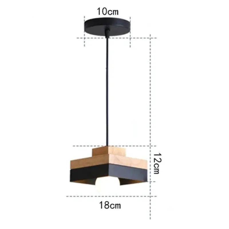  Suspension bois design noir carré