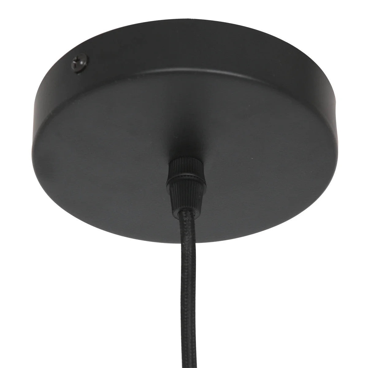 Plafonnier noir en suspension en bois naturel avec câble ondulé, diamètre 46 cm