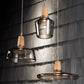 Suspension bois verre avec lumière tamisée