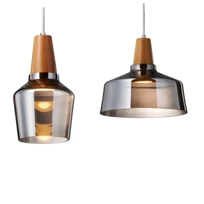 Suspension bois verre