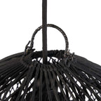 Suspension boule en rotin tressé noir ajouré – Ø30 cm