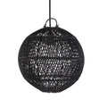 Suspension boule en rotin tressé noir ajouré – Ø30 cm