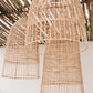 Suspension cage en rotin naturel 60 cm forme élancée avec des luminaires en osier tressé