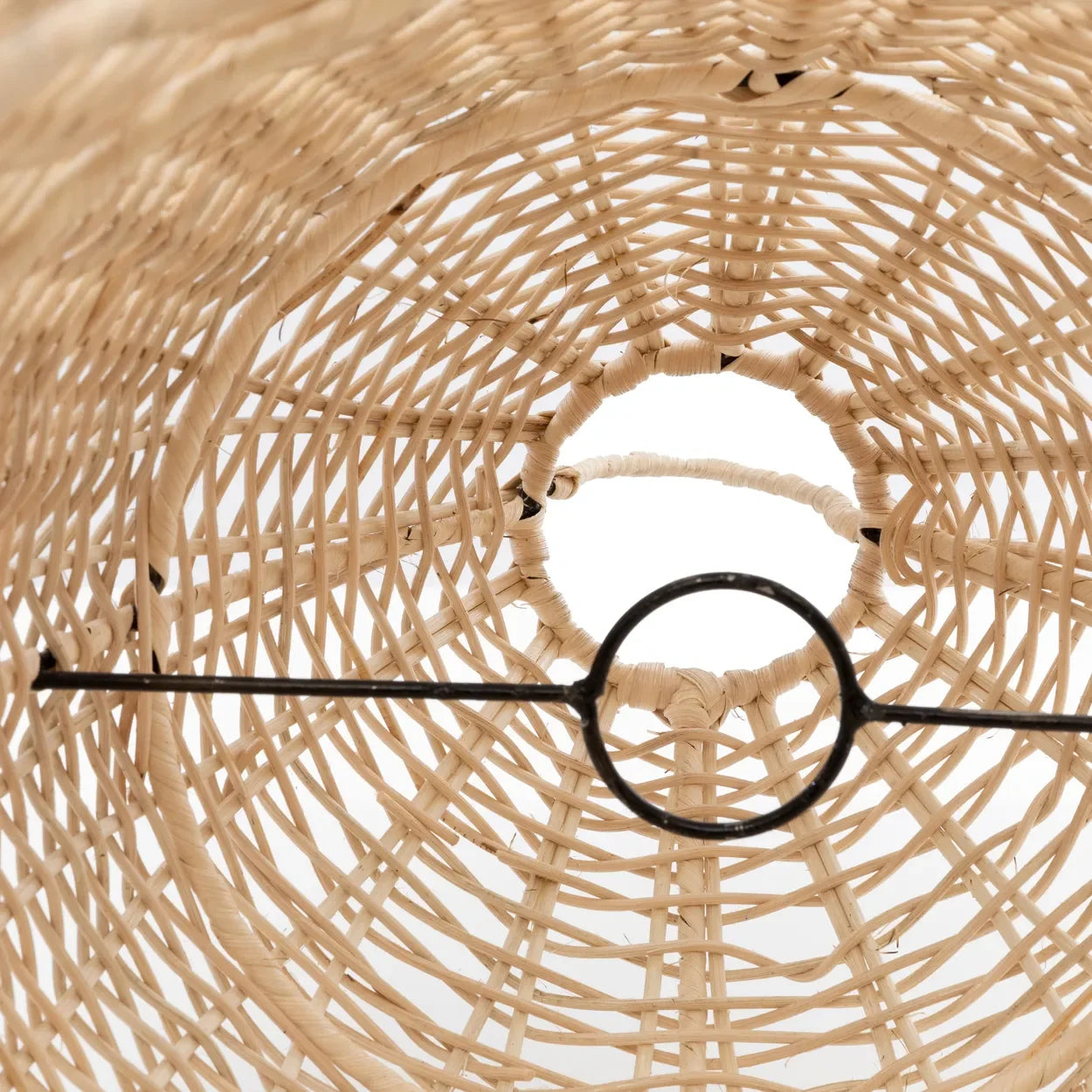 Abat-jour en rotin naturel tressé avec support en métal pour Suspension cage 60 cm