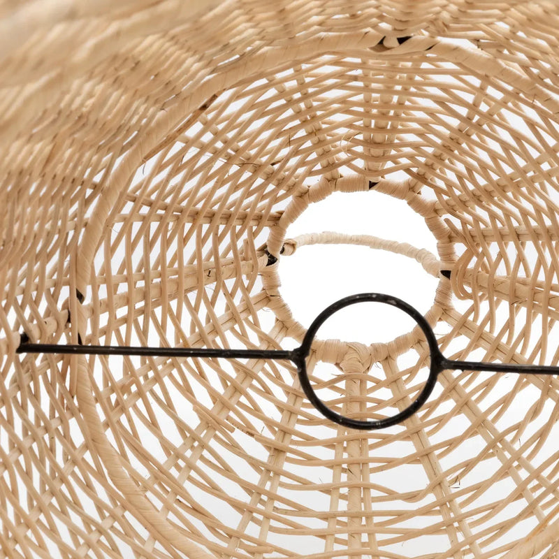 Abat-jour en rotin naturel tressé avec support en métal pour Suspension cage 60 cm