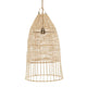 Suspension cage en rotin naturel 60 cm forme élancée avec luminaire en rotin tissé
