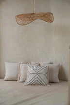 Suspension chapeau rotin tressé naturel pour plafond, lampe en fibres naturelles, Ø75 cm