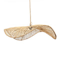 Suspension chapeau rotin tressé naturel Ø75 cm avec abat-jour ondulé en rotin
