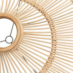 Suspension circulaire en rotin ajouré naturel XXL avec cadre en métal noir