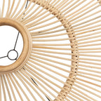 Luminaire suspension ronde en rotin ajouré naturel XXL Ø150 cm pour salle de séjour