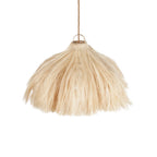 Suspension cloche en fibres naturelles frangées coloris paille Ø60 cm