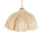 Lampe pendentif fibres naturelles frangées paille Ø60 cm beige duveteuse