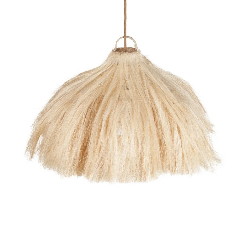 Suspension cloche en fibres naturelles frangées coloris paille – Ø60 cm