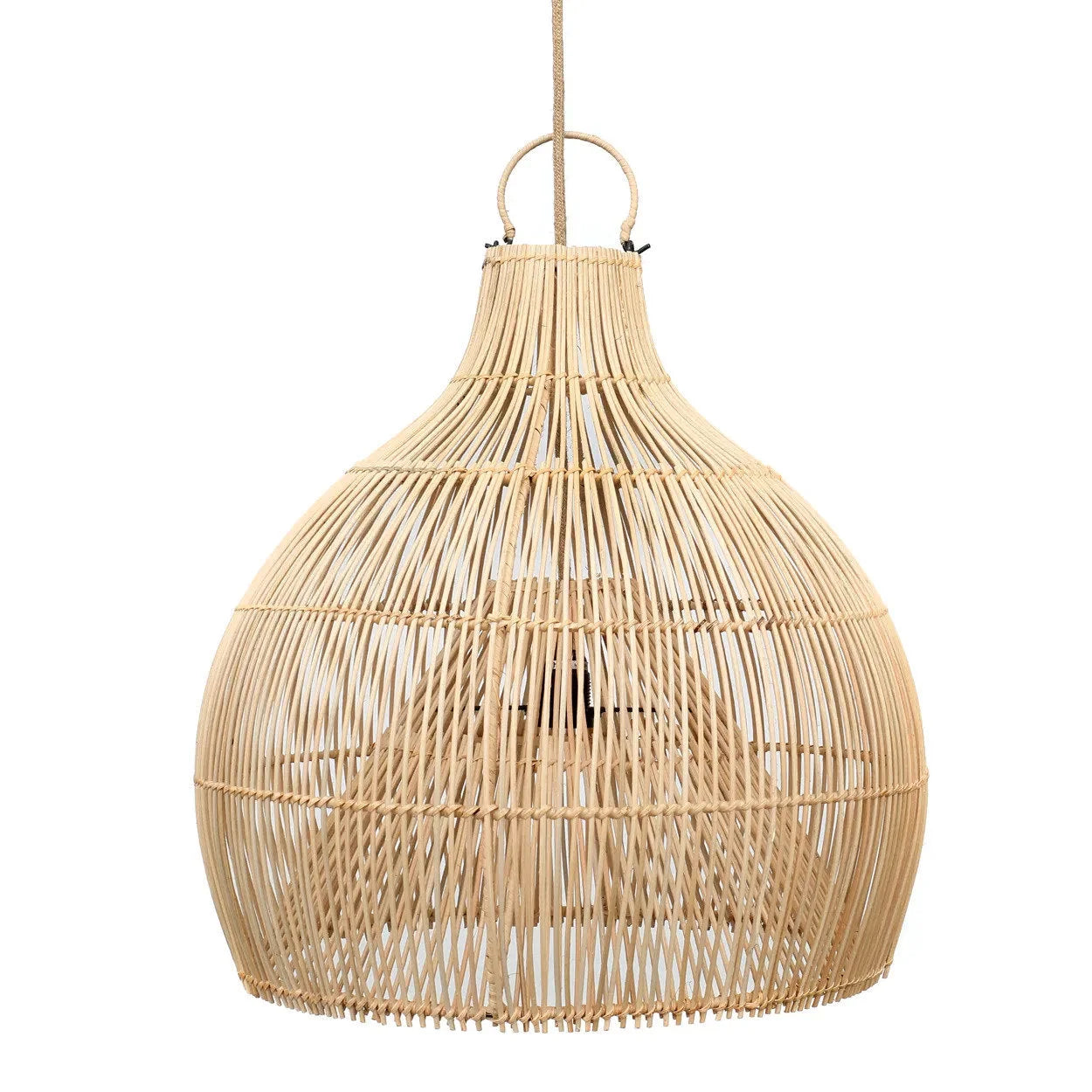 Cloche suspendue en rotin tressé naturel ajouré, Ø40 cm