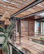 Suspension cloche en rotin tressé naturel ajouré Ø40 cm