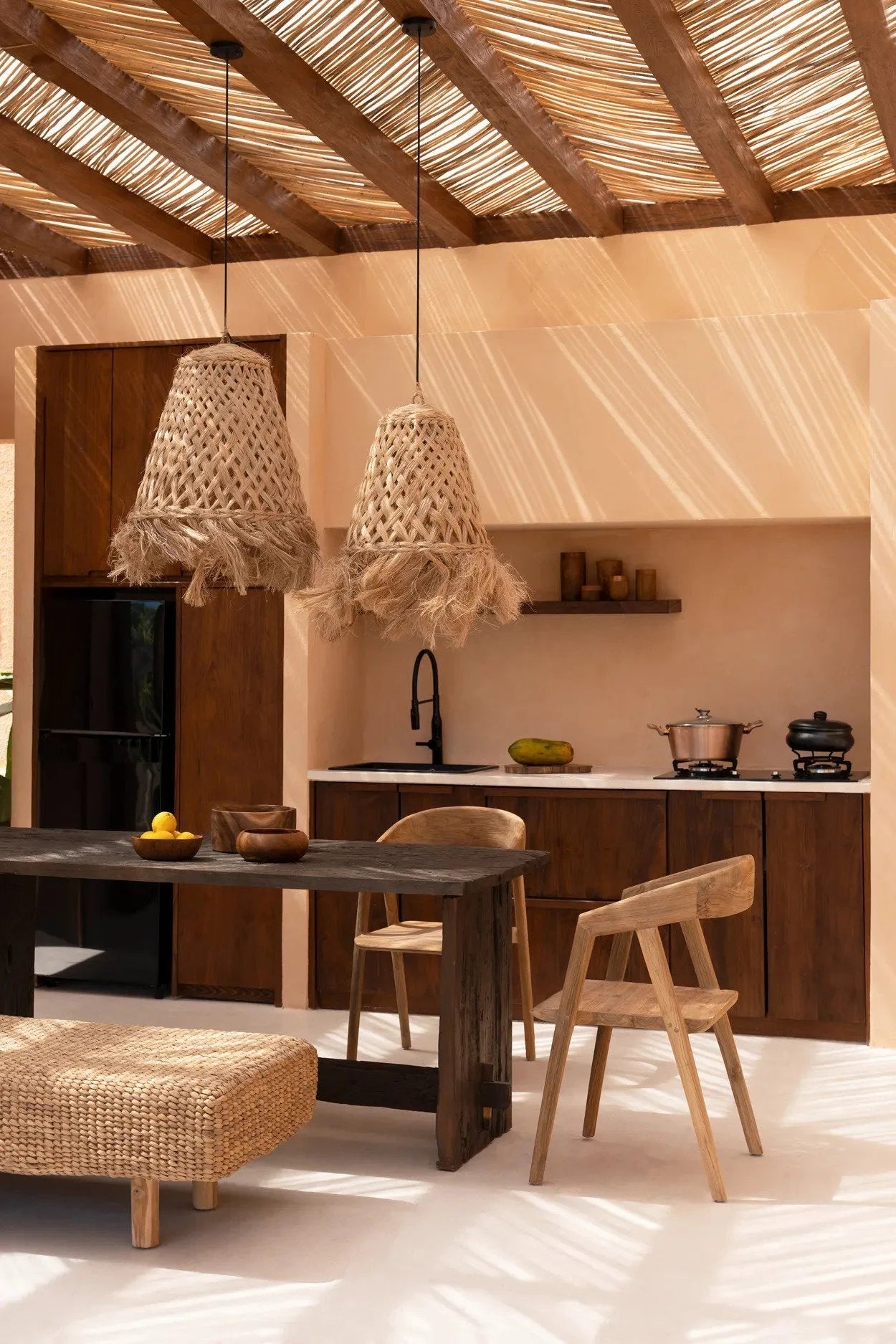 Suspension conique en abaca naturel – Ø63 cm