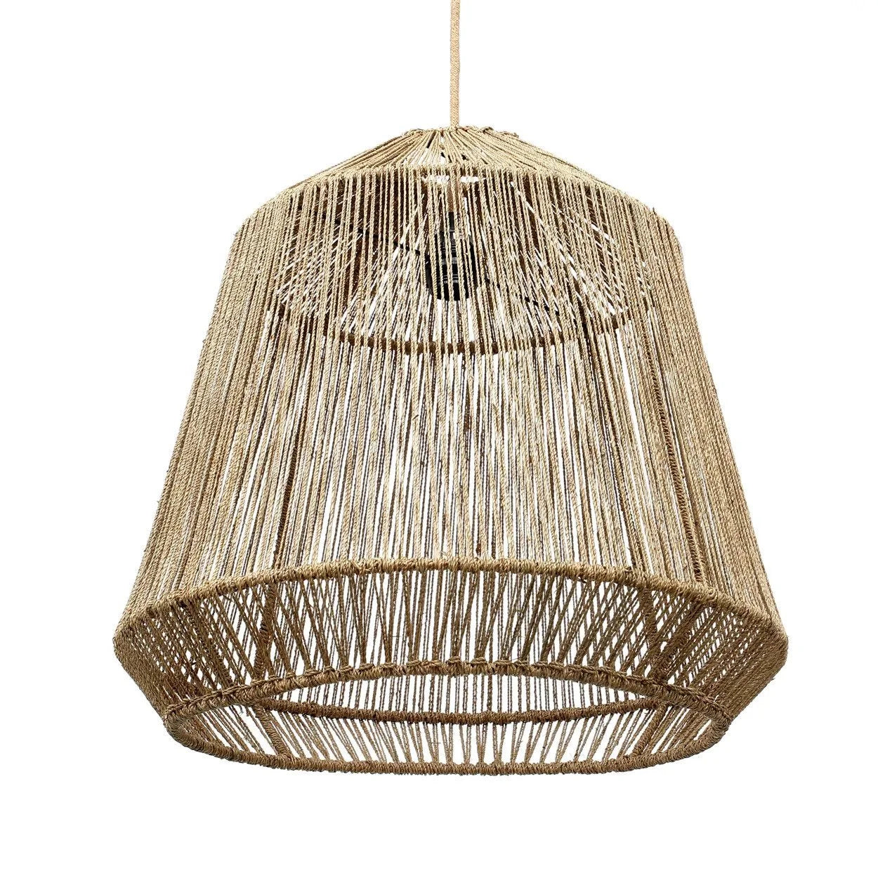Luminaire suspendu en corde tressée naturelle pour salon ou chambre, diamètre 50 cm