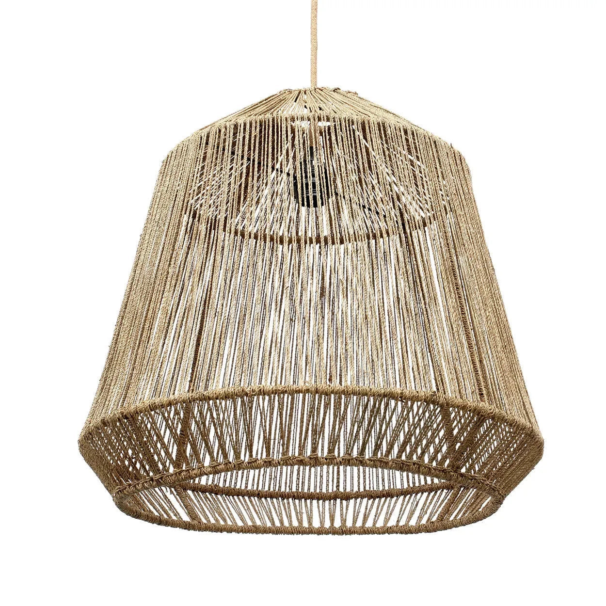 Suspension conique en corde tressée naturelle pour salon ou chambre – Ø50 cm