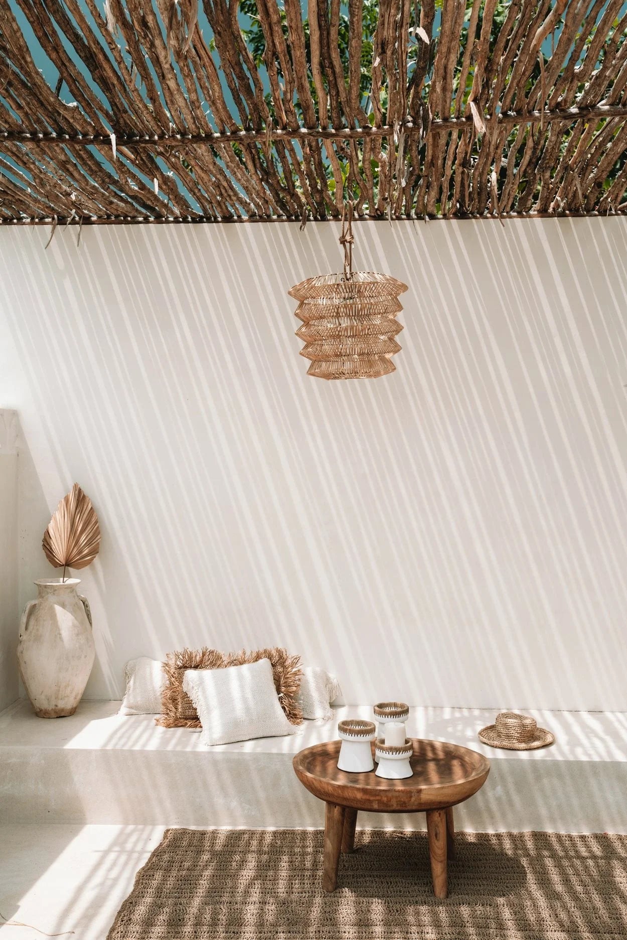 Suspension conique en rotin naturel 49x49x42 cm