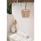 Suspension conique en rotin naturel avec luminaire en couches pour une ambiance chaleureuse