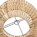 Suspension conique en rotin naturel avec cadre en métal noir pour décoration intérieure