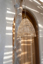 Suspension conique en rotin naturel ajouré – Ø24 cm