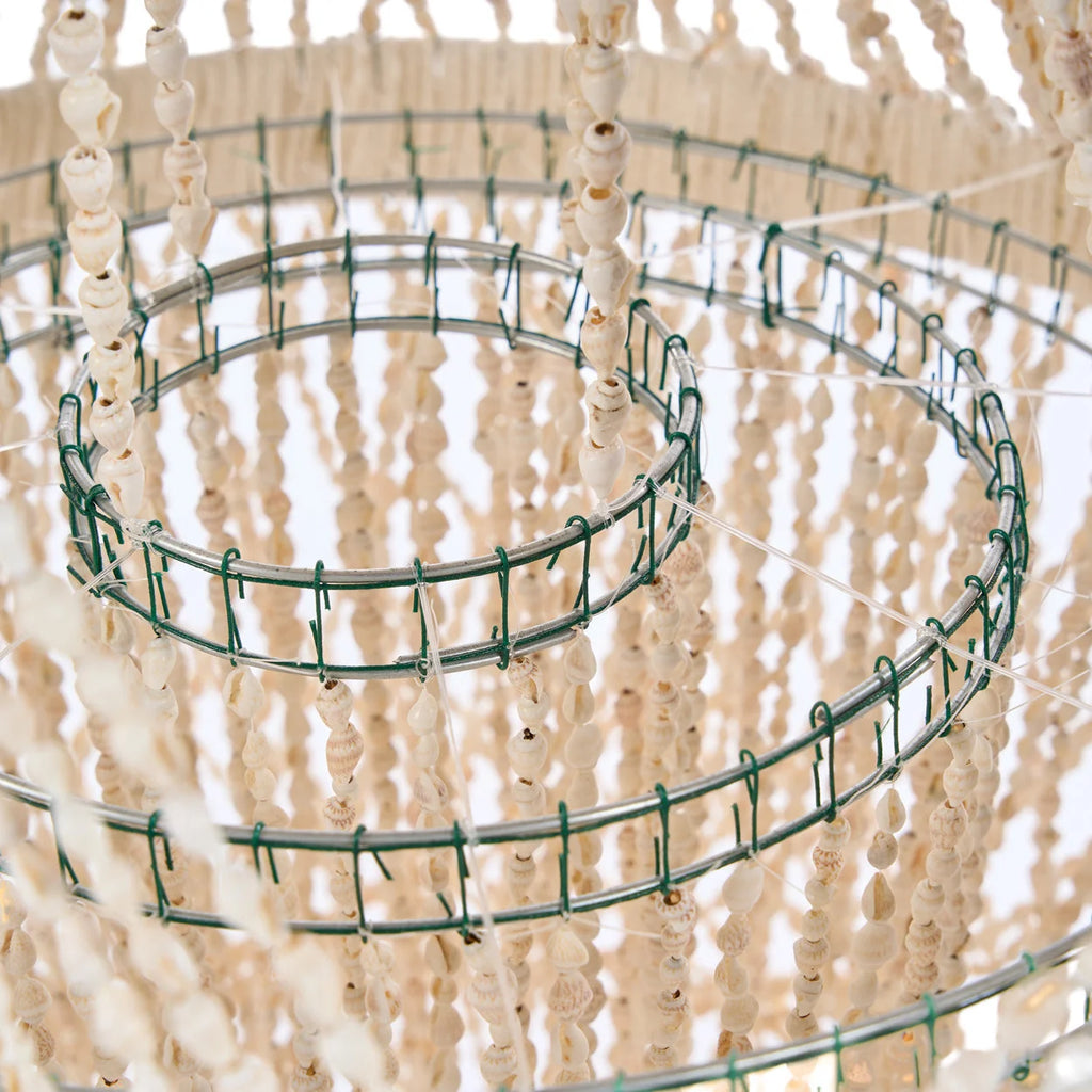 Suspension en coquillages beige en cascade, H85 cm, pour salon