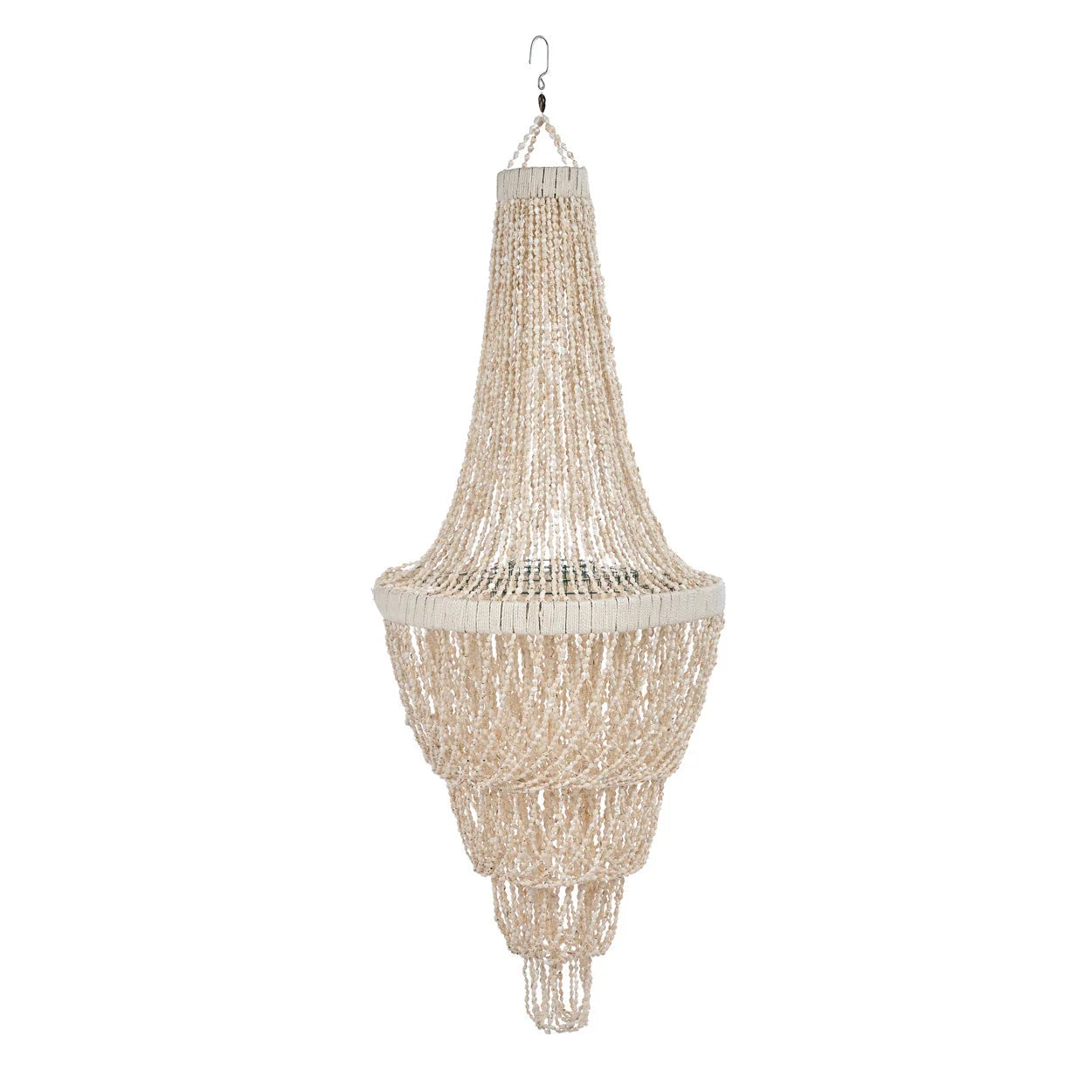 Lustre en coquillages beige en cascade H85 cm pour salon